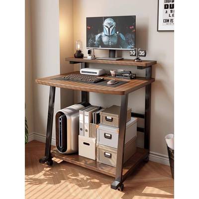 电脑桌可放打印机小型办公桌子卧室家用台式可放主机一体式工作台