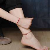 朱砂四叶草手工编织红绳手绳脚链女男本命年手链紫金砂