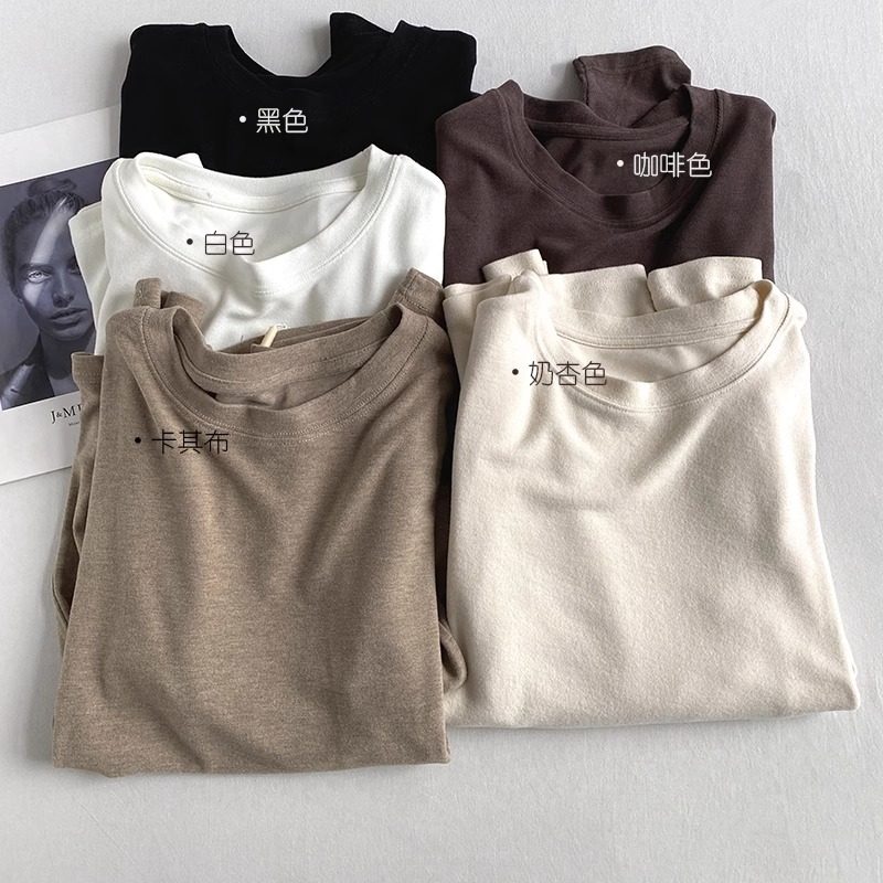 软糯面膜t恤女打底小衫宽松慵懒风磨毛羊绒加厚秋冬长袖内搭上衣,女装/女士精品,T恤,淘宝优惠券,粉丝福利购,淘宝优惠卷