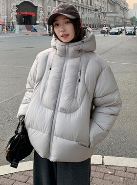 2025年冬季新款短款立体棉服女时尚潮流情侣装设计感宽松保暖外套