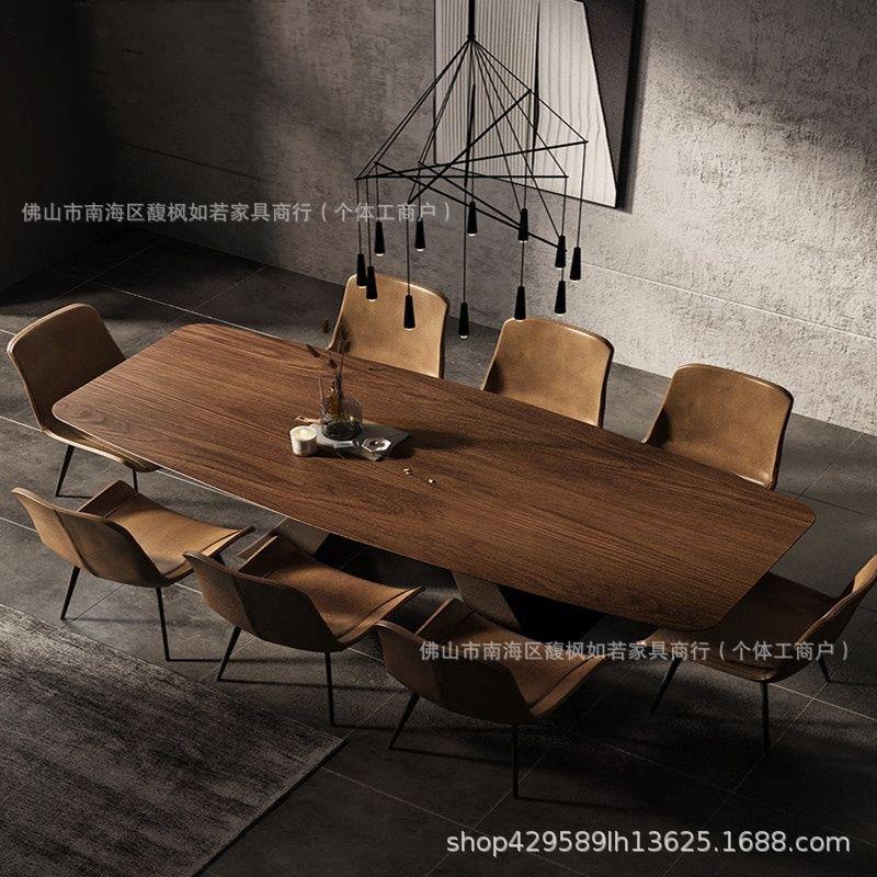 简约大型实木长桌个性办公会议桌商业洽谈工作台现代家用餐桌条形