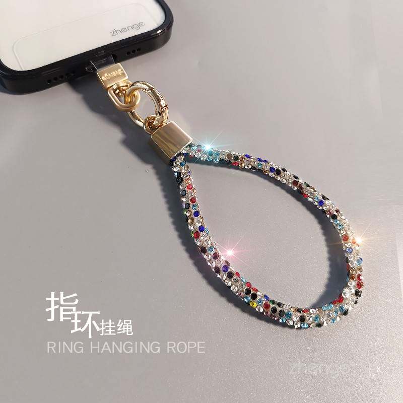 满钻戒指手机挂绳女士时尚小香风壳挂式饰品户外防丢旅游登山出行