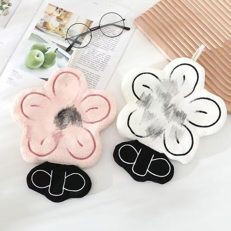 擦手巾挂式可爱超强吸水加厚珊瑚绒擦手毛巾手帕不发臭厨房卫生间