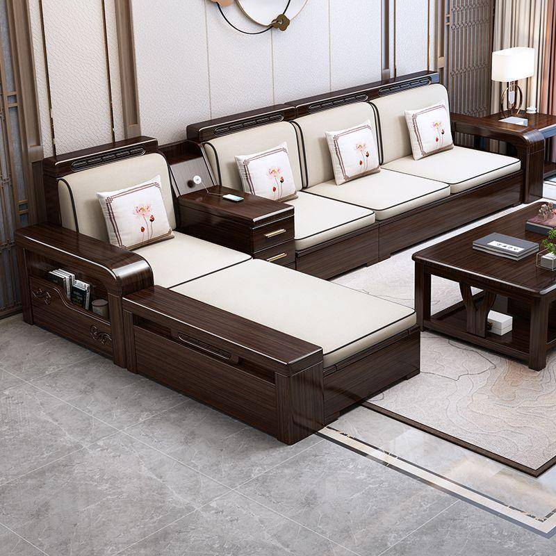 新中式紫金檀木实木沙发组合现代家用客厅小户型冬夏两用储物家具
