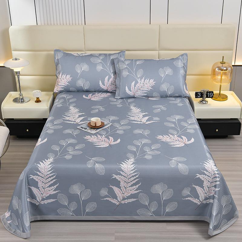 夏季冰丝凉席三件套凉感冰丝床单空调席软席可水洗单两件套高端席