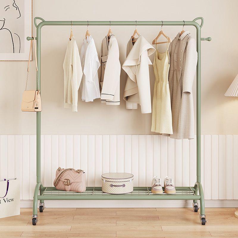 晾衣架落地式带滚轮卧室内挂衣架加粗阳台晒衣杆衣服架子衣帽架