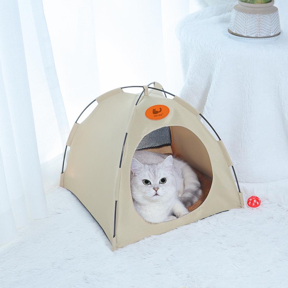 夏季宠物窝可拆洗半封闭式帐篷猫窝狗窝可折叠透气带凉席宠物垫子