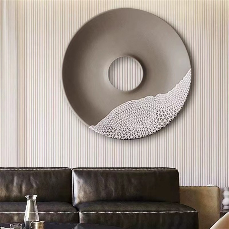创意浮雕圆形玄关壁饰实物装置画设计师装饰画墙面挂饰样板房挂画图片