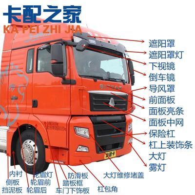 重汽汕德卡C7H保险杠包角新G7前面板导风罩踏板框大灯挡泥板轮眉