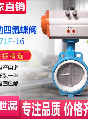 气动四氟对夹蝶阀D671F-1 耐腐蚀耐高温不锈钢板DN50 65 80 100