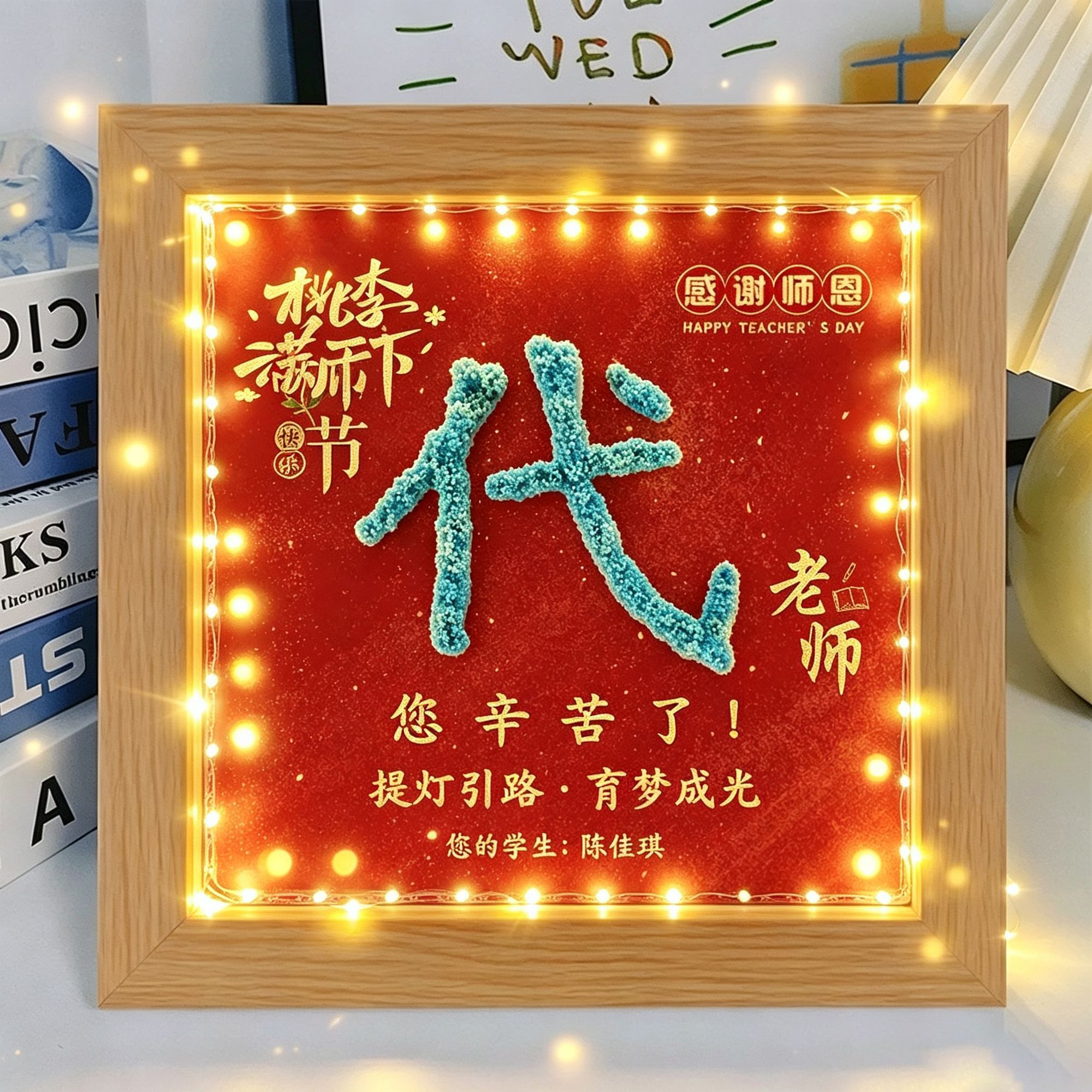 教师节DIY干花满天星相框定制