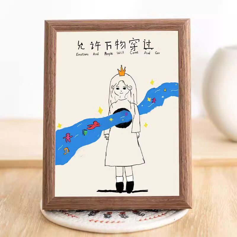 把情绪当做过客治愈高能量正向磁场好运连连趣味插画摆台相框摆件