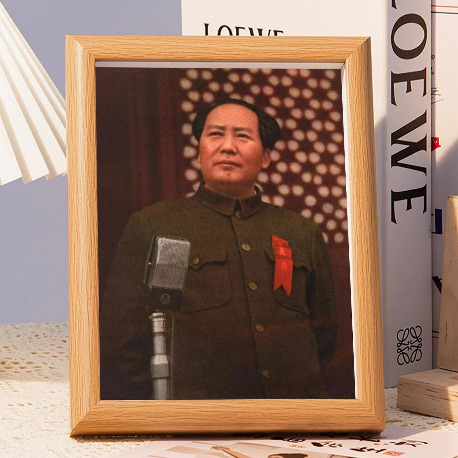 伟人毛主席画像摆件挂画有框带框毛泽东画像照片海报相框摆台客厅