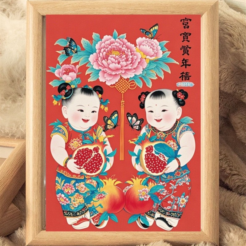 多子多福龙凤呈祥石榴摆台相框