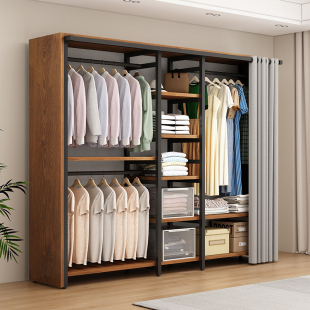 开放式 落地收纳衣帽间架子 衣柜家用金属组合挂衣架卧室简易步入式