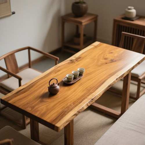 中古风实木大板茶桌 长方形家用缅甸柚木客厅长板桌茶几大板茶桌
