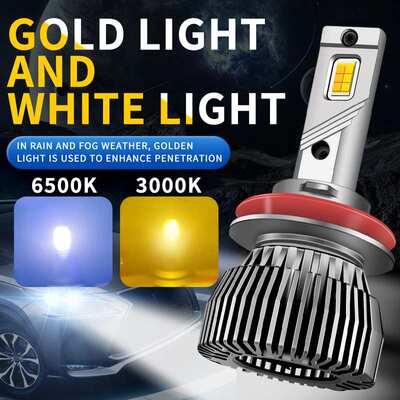 跨境120W双色led雾灯H11白光H3黄光9006双铜管h4大功率5202PSX26W