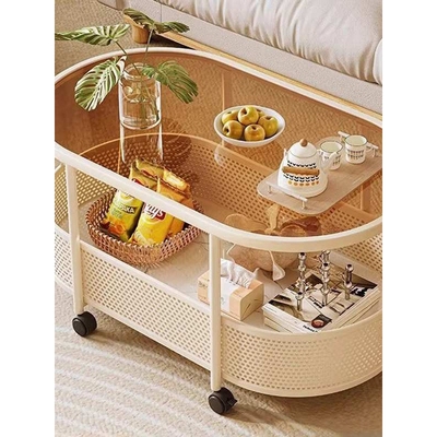 轻便可移动边几小户型客厅茶几沙发侧边带轮简约塑料收纳小推车