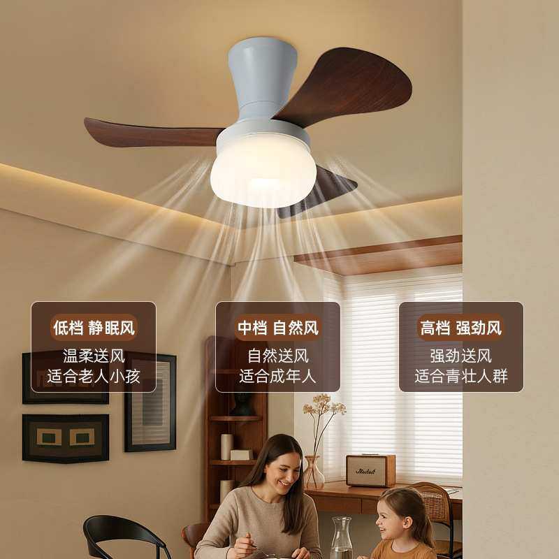 中古风扇吊扇智能36寸家用餐厅静音新中式胡桃木色吸顶灯具