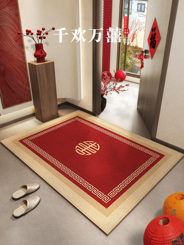 新中国风红色节日入口门地垫入口门防滑脚垫家居高端门垫免洗地毯