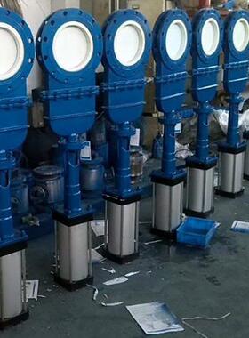 PZ673TC-10C插板陶瓷阀门DN300陶瓷气动插板阀DN350气动刀型闸阀