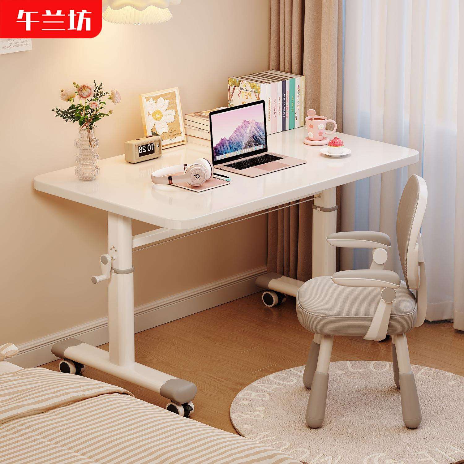 书桌可移动电脑桌升降桌卧室床边桌学生家用简易办公桌儿童学习桌
