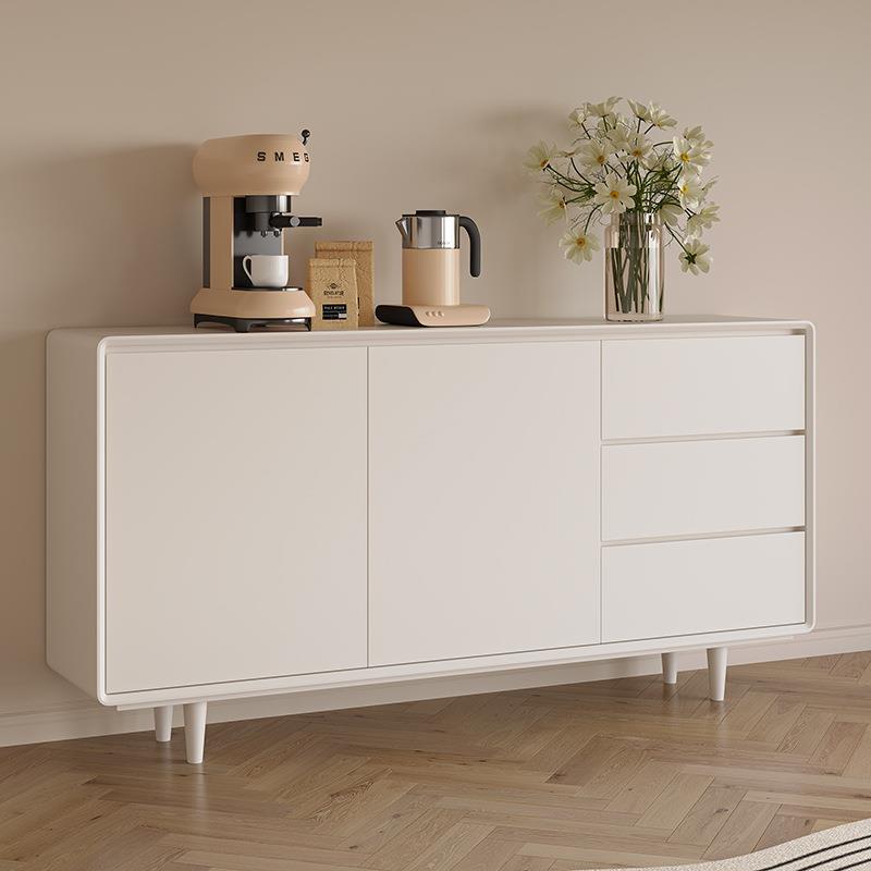 实木餐边柜客厅奶油风高款烤漆玄关柜意式简约靠墙收纳柜隔储物柜