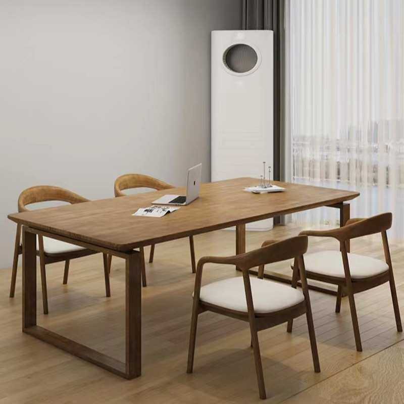 简约现代实木书桌茶桌会议桌两用一体桌家用大板餐桌办公桌电脑桌