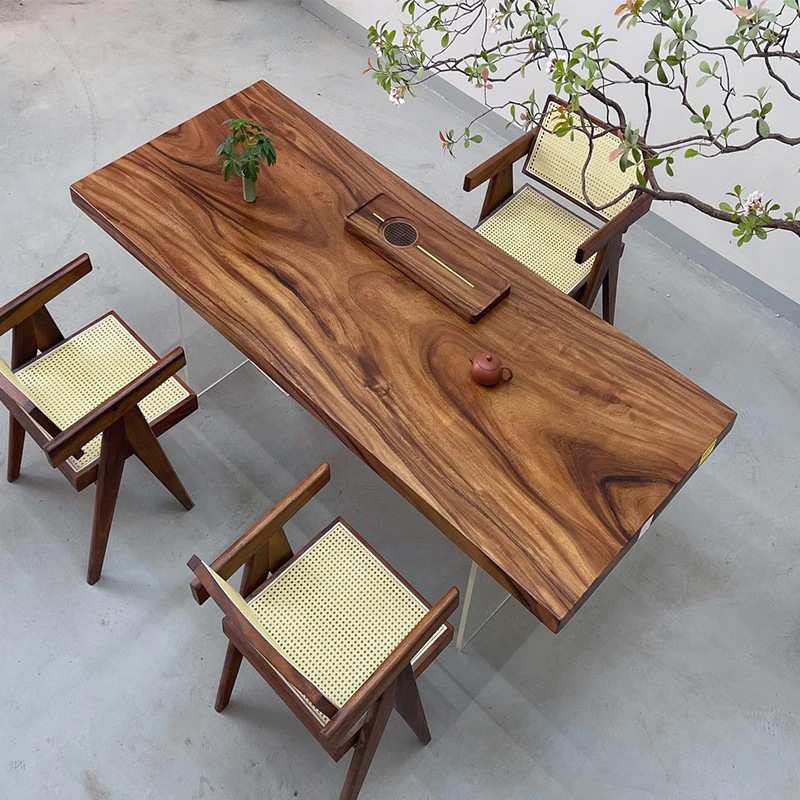 大板茶桌奥坎大板桌原木整板办公桌胡桃木茶台茶几餐桌奥坎实木