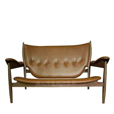 Chieftain双人位白蜡木沙发酋长皮椅加长版实木扶手酒店别墅民宿