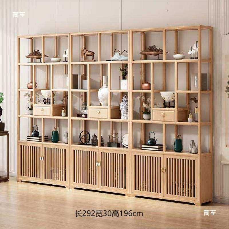 新中式实木博古架现代简约客厅多宝阁古董置物架茶室茶馆展示柜子
