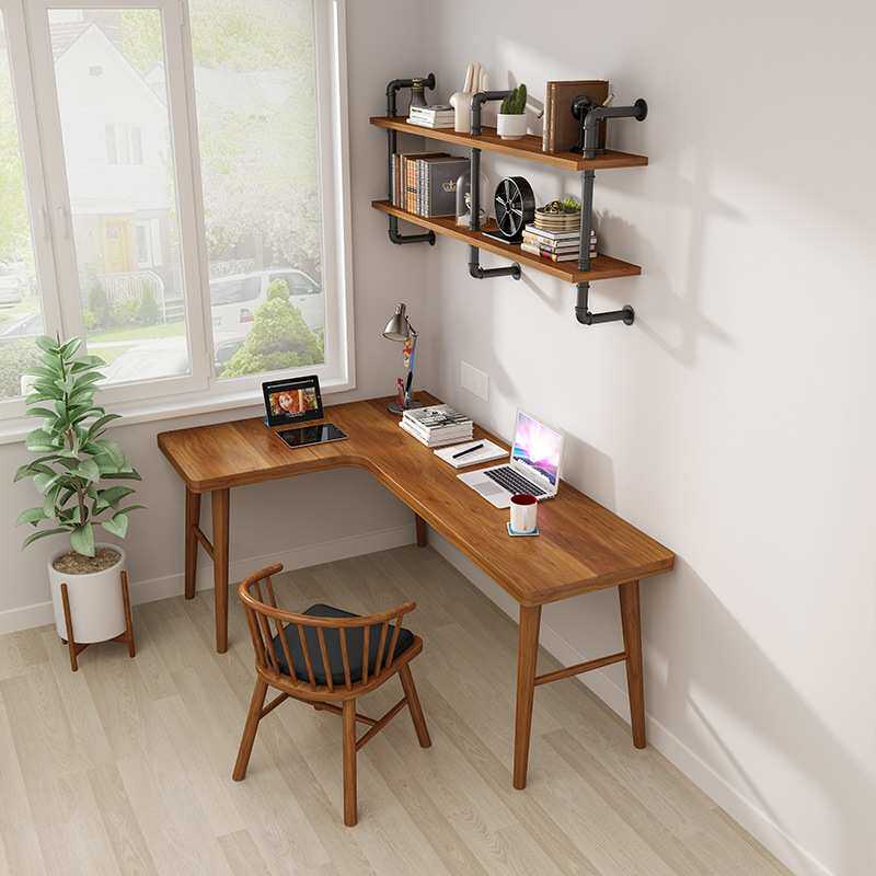 台式电脑桌北欧实木转角书桌椅组合学生写字桌L型7字形工作台家用