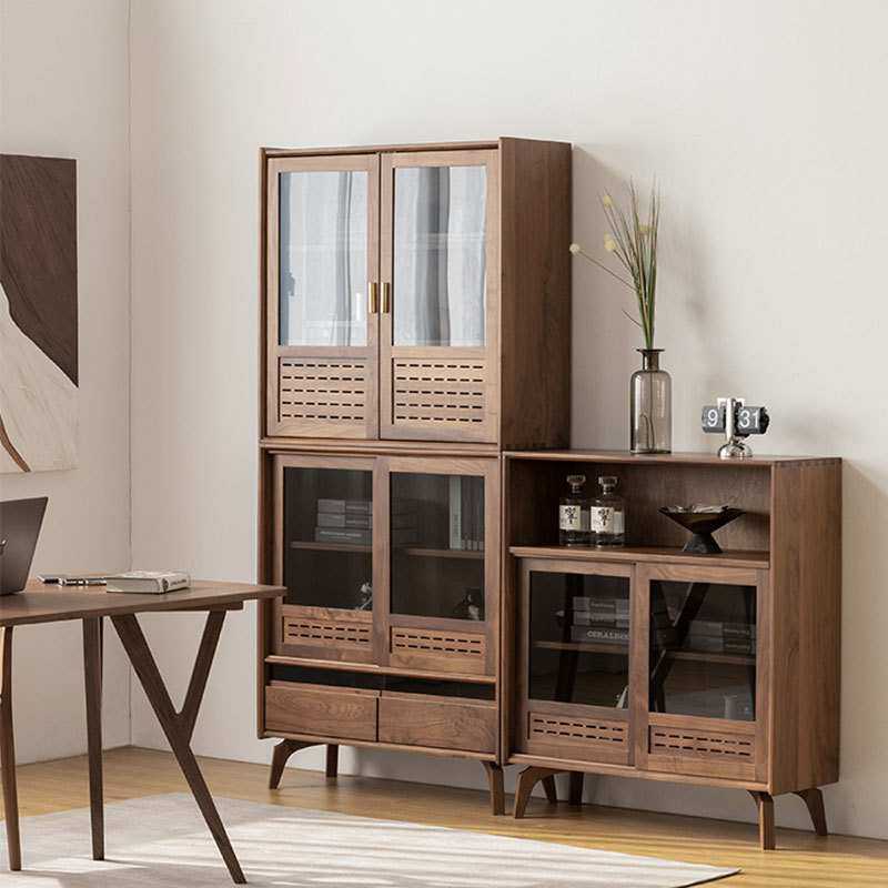 北欧黑胡桃木全实木书柜组合现代简约收纳柜极简式一体靠墙,电子元器件市场,其它元器件,淘宝优惠券,粉丝福利购,淘宝优惠卷