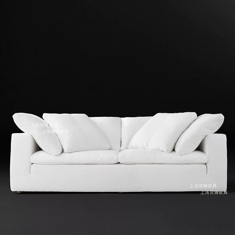 北欧简约现代羽绒沙发美式布艺客厅大小户型三人CLOUD沙发组合RH