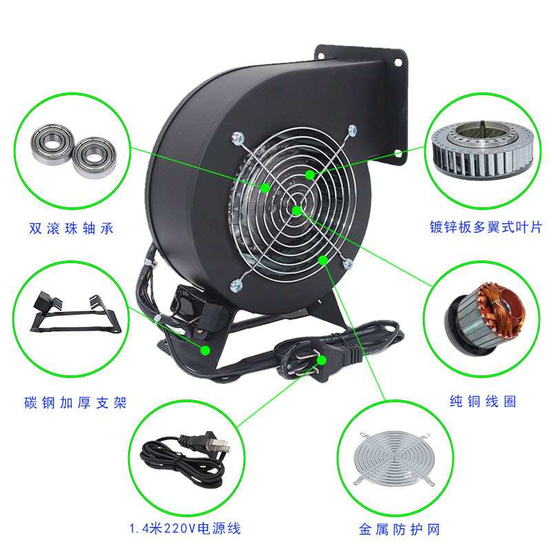 工频离心风机130FLJ1单相220V工业散热多翼式静音气模鼓风机85W