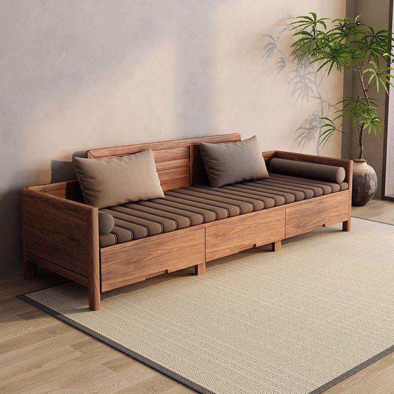 新中式胡桃木实木罗汉床全客厅书房现代简约储物沙发贵妃床榻