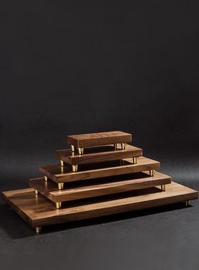 北美实木黑胡桃装饰底座工艺品花瓶佛像长方形奇石茶具实木底座