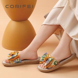 家丽芙亚麻拖鞋女士家居春夏季防臭室内地板防滑外贸凉托 托手工
