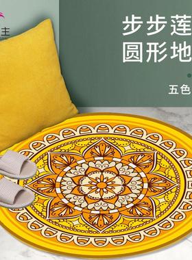 黄色圆形地垫2025新款金色防滑除尘入户门卧室客厅家用门对门垫子