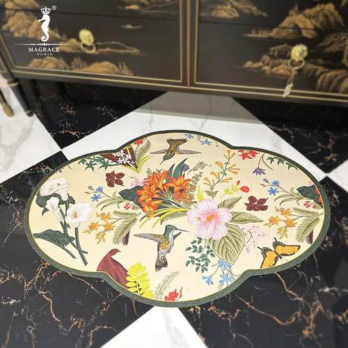 现代简约鸟语花香花团锦簇硅藻泥地垫2款家居卧室客厅入户装饰垫
