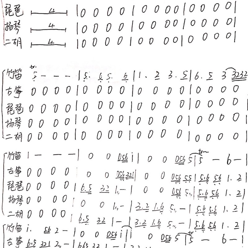 青花瓷沧海一声笑女子十二乐坊民乐合奏谱琵琶古筝扬琴竹笛二胡