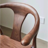 中式 复古实木餐桌椅子简约侘寂小户型茶室家用设计师靠背扶手椅