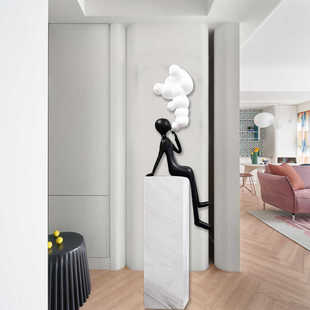 大型落地雕塑人物带灯装饰摆件售楼部酒店大堂展厅别墅装置艺术品