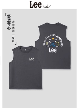 LeeKids童装男童短袖t恤2025新款中大童夏季无袖上衣儿童背心纯棉