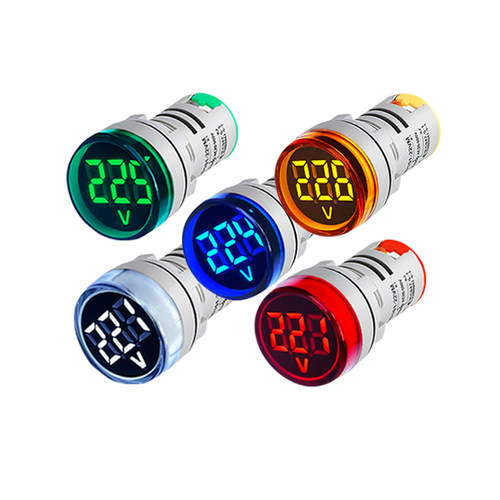 红绿黄蓝白信号灯数显电压指示灯220v380v液晶显示数字表小型AD16