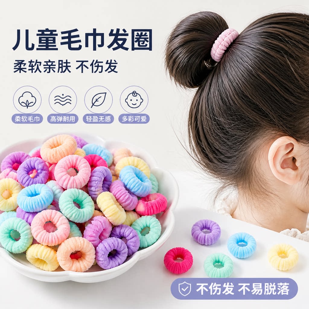 儿童可爱宝宝拇指发圈毛巾圈头绳