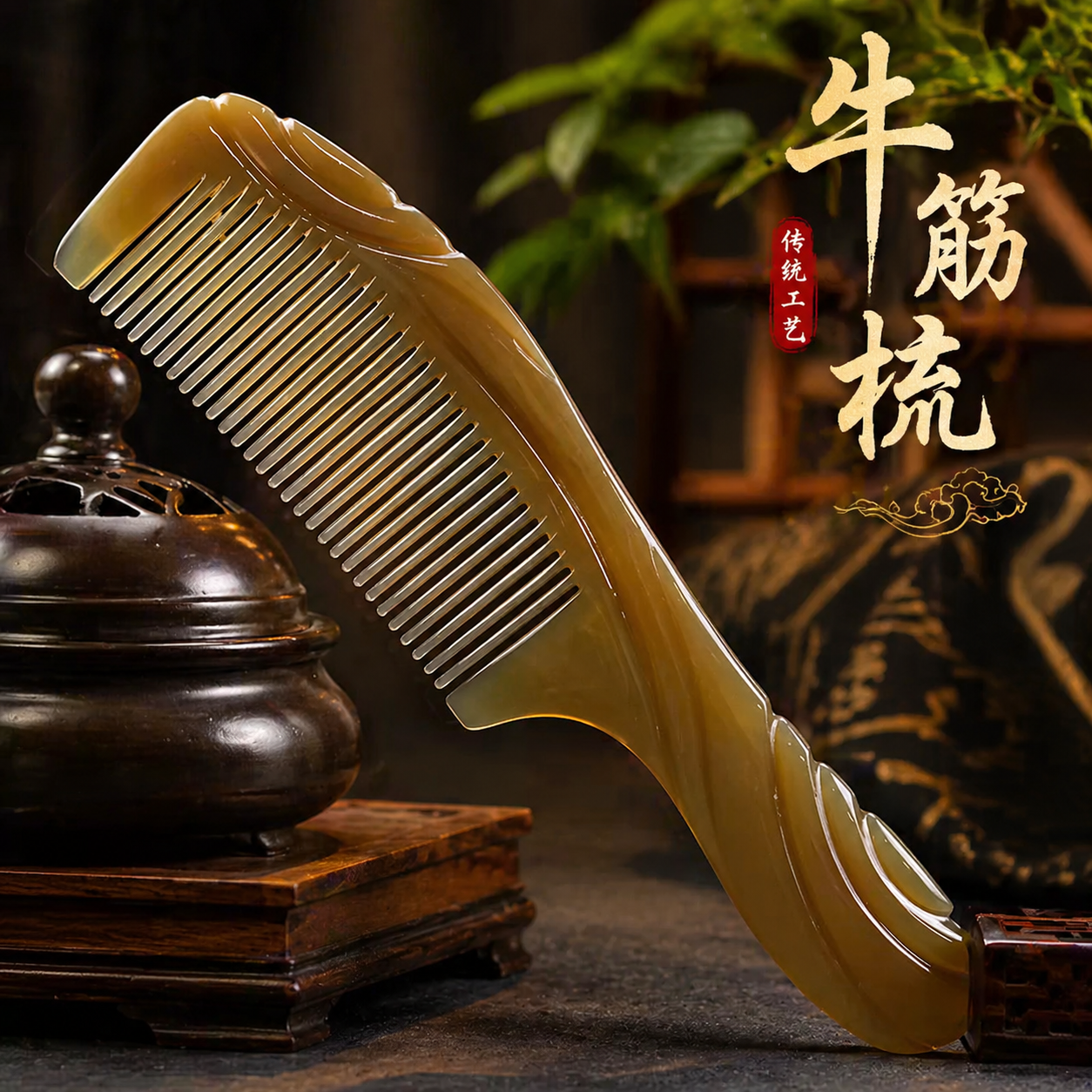 牛筋梳子熟胶加厚大号经络按摩家用长发专用耐用头发卷发刘海美发