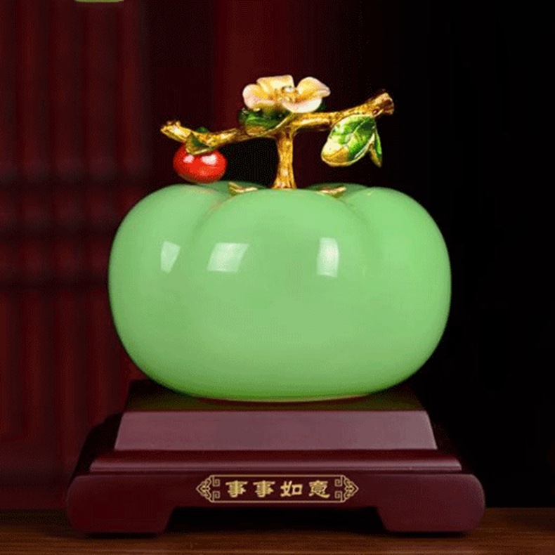 柿柿如意琉璃柿子装饰摆件乔迁