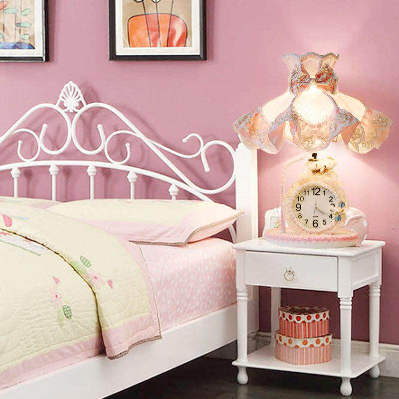 欧式卧室床头灯公主房法式粉色面料儿童遥控婚礼浪漫礼物台灯