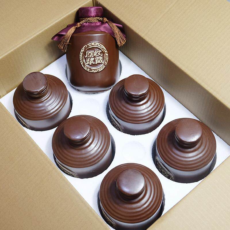 陶瓷酒瓶一斤装白酒空酒瓶6个装包邮陶瓷酒坛子土陶高档礼盒定制